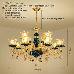 ChandeliersDecor.com-Ceiling Chandelier-Vintage Green Crystal Ceramic Chandelier - Timeless Elegance with a Touch of Tradition