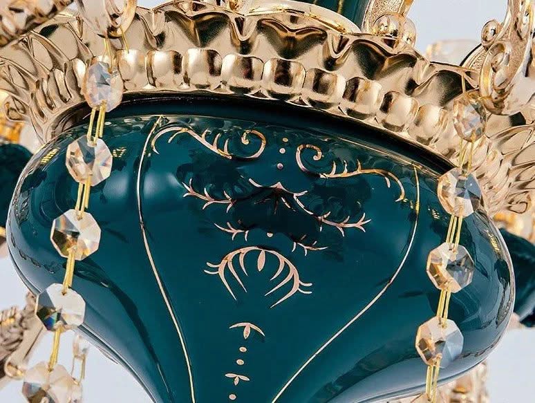 Vintage Green Crystal Ceramic Chandelier - Timeless Elegance with a Touch of Tradition-ChandeliersDecor.com
