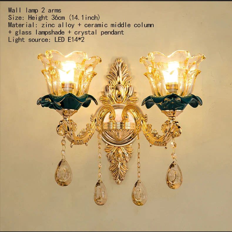 ChandeliersDecor.com-Ceiling Chandelier-Vintage Green Crystal Ceramic Chandelier - Timeless Elegance with a Touch of Tradition