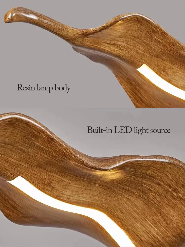 ChandeliersDecor.com-Kitchen Island-Vintage Resin Wood Leaf Pendant Lights - Indoor Decor Lighting