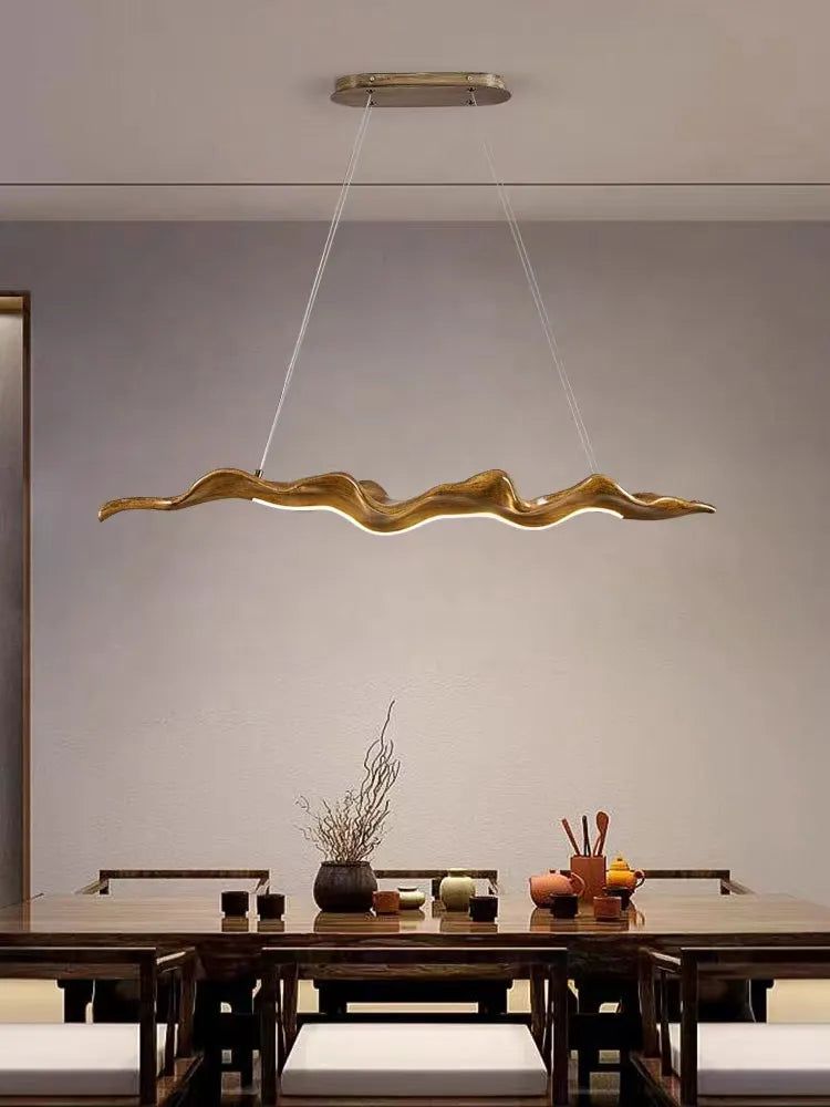 ChandeliersDecor.com-Kitchen Island-Vintage Resin Wood Leaf Pendant Lights - Indoor Decor Lighting
