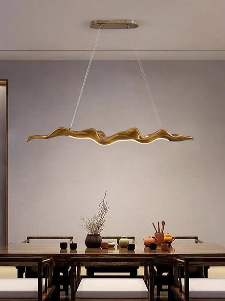 ChandeliersDecor.com-Kitchen Island-Vintage Resin Wood Leaf Pendant Lights - Indoor Decor Lighting