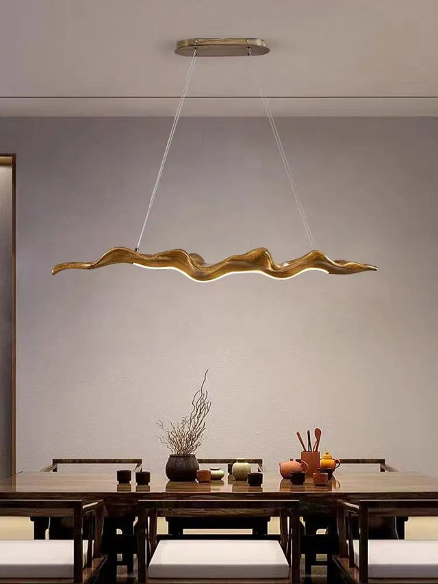 ChandeliersDecor.com-Kitchen Island-Vintage Resin Wood Leaf Pendant Lights - Indoor Decor Lighting