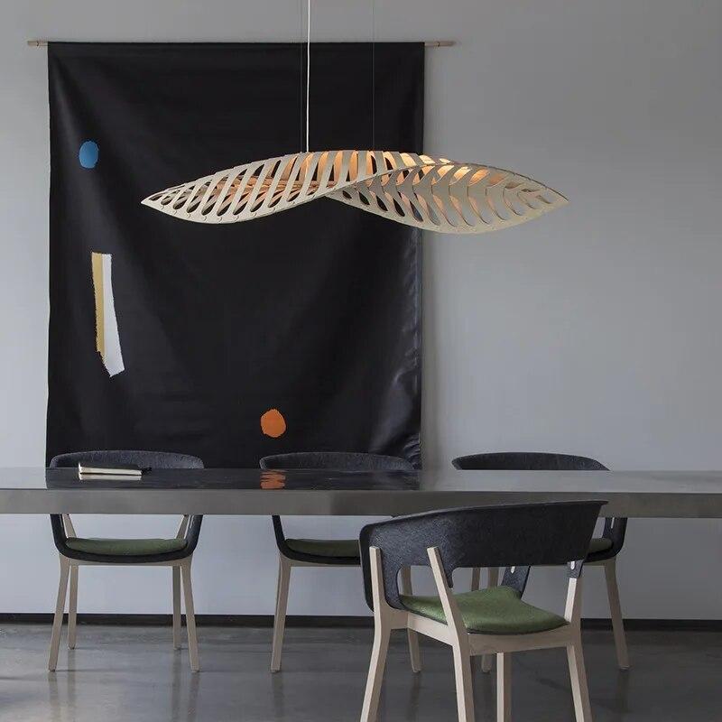 ChandeliersDecor.com-Kitchen Island-Wabi Sabi Wood Art Fish Bone Pendant Chandelier