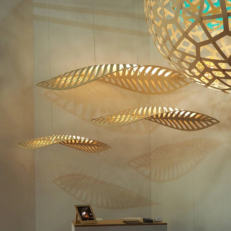 ChandeliersDecor.com-Kitchen Island-Wabi Sabi Wood Art Fish Bone Pendant Chandelier