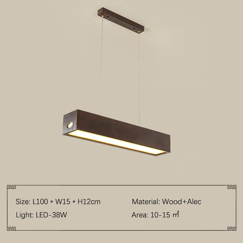 ChandeliersDecor.com-Kitchen Island-Walnut Wood Rectangular Hanging Light