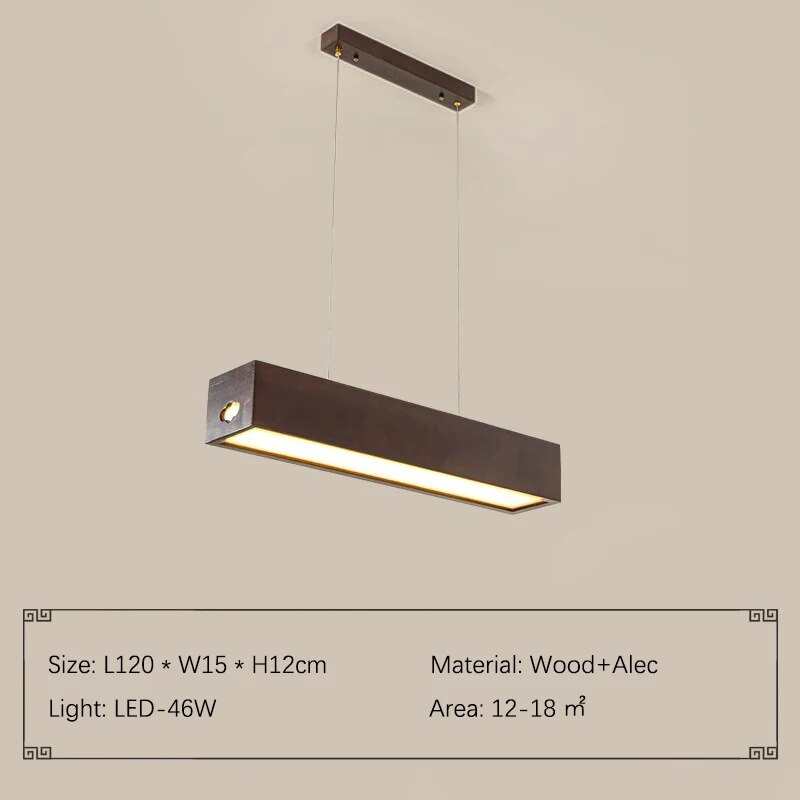 ChandeliersDecor.com-Kitchen Island-Walnut Wood Rectangular Hanging Light