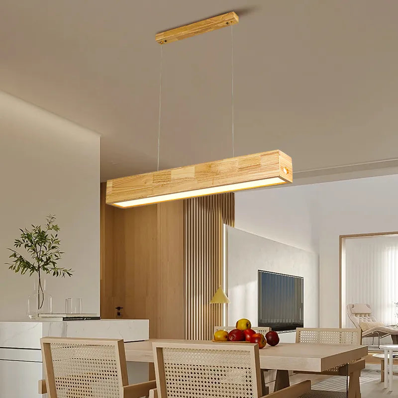 ChandeliersDecor.com-Kitchen Island-Walnut Wood Rectangular Hanging Light