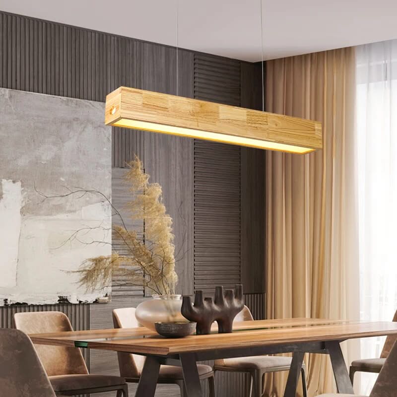Walnut Wood Rectangular Hanging Light-ChandeliersDecor.com