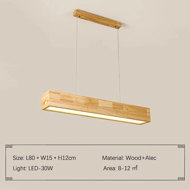 ChandeliersDecor.com-Kitchen Island-Walnut Wood Rectangular Hanging Light