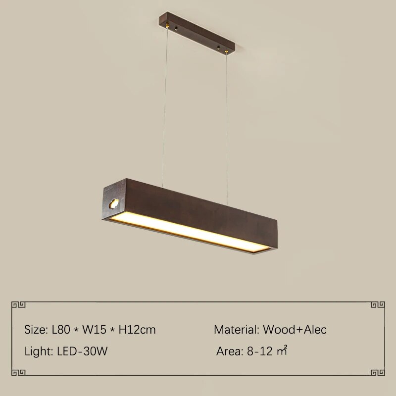 ChandeliersDecor.com-Kitchen Island-Walnut Wood Rectangular Hanging Light