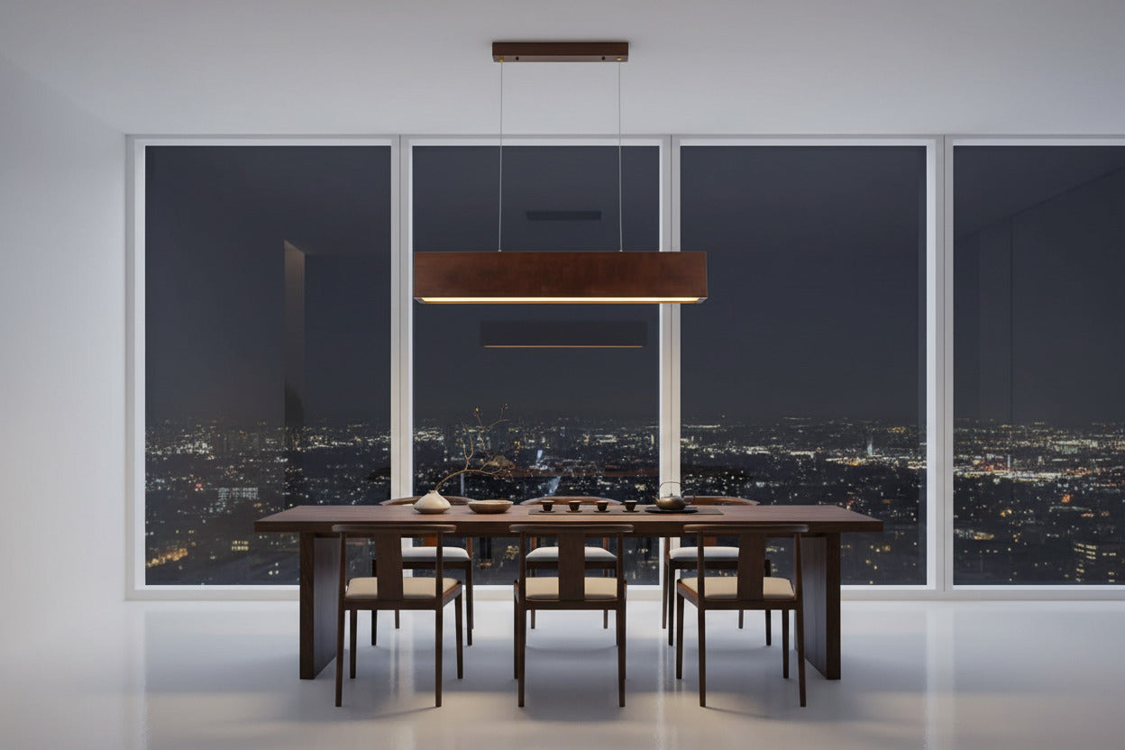 Walnut Wood Rectangular Hanging Light-ChandeliersDecor.com