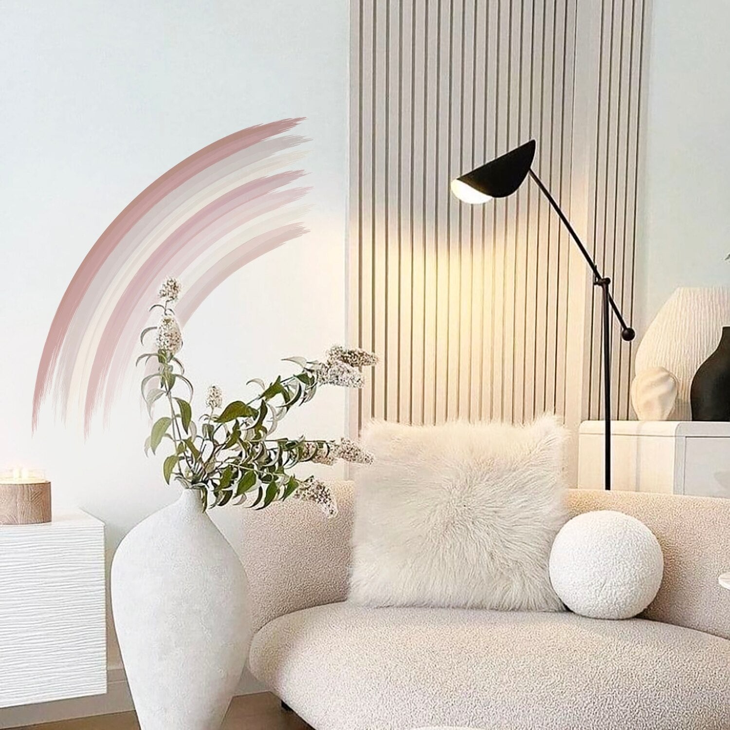 ChandeliersDecor.com-Kids Room Nursery Decals-Watercolor Half Rainbow Bohemian Style Wall Stickers