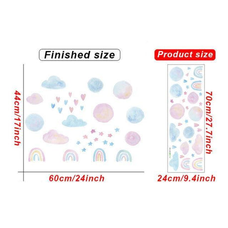 ChandeliersDecor.com-Watercolour Heart Clouds Wall Stickers for Baby Girls Room