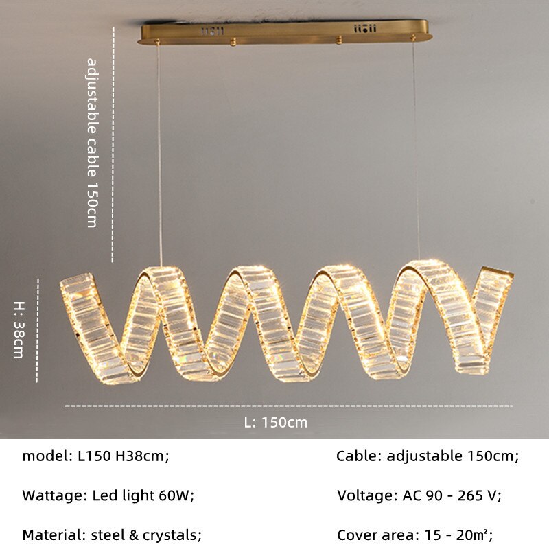 ChandeliersDecor.com-Kitchen Island-Wave Crystal Pendant Light: Enhance Your Space
