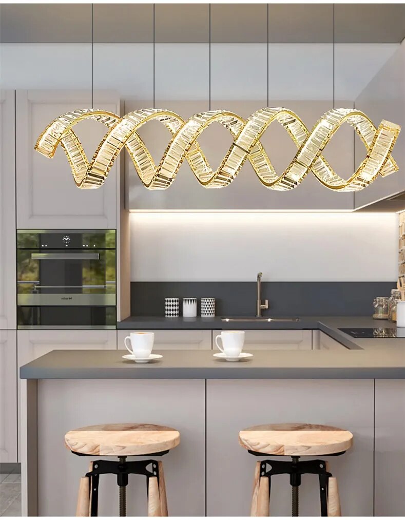 ChandeliersDecor.com-Kitchen Island-Wave Crystal Pendant Light: Enhance Your Space