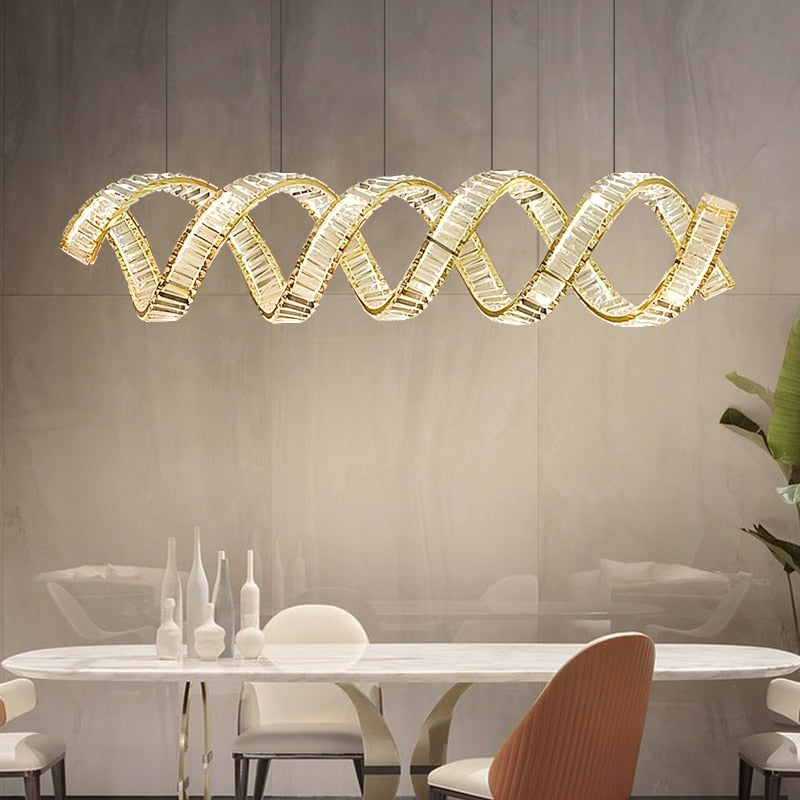 ChandeliersDecor.com-Kitchen Island-Wave Crystal Pendant Light: Enhance Your Space