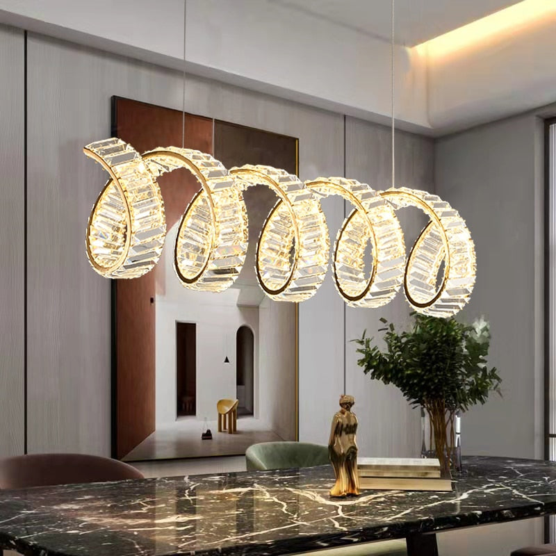 ChandeliersDecor.com-Kitchen Island-Wave Crystal Pendant Light: Enhance Your Space