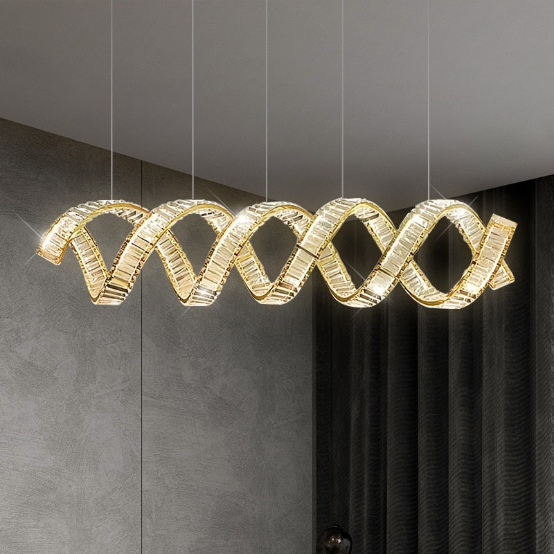 ChandeliersDecor.com-Kitchen Island-Wave Crystal Pendant Light: Enhance Your Space