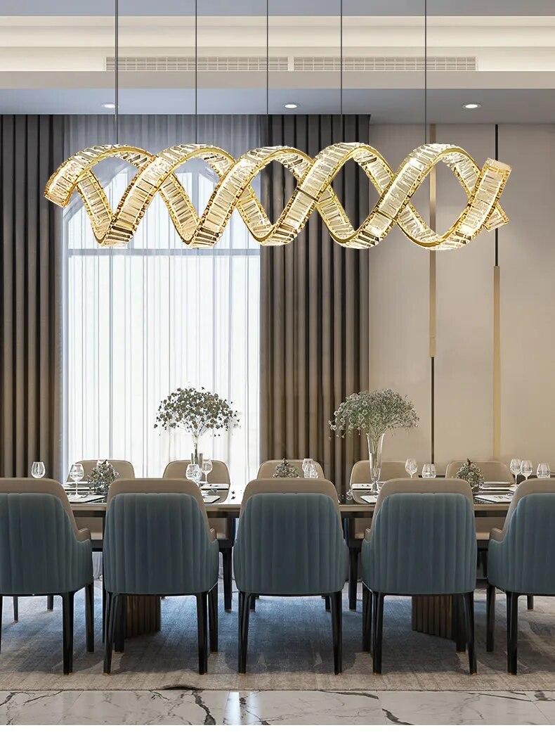 ChandeliersDecor.com-Kitchen Island-Wave Crystal Pendant Light: Enhance Your Space