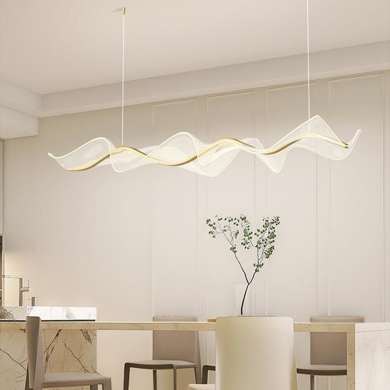 ChandeliersDecor.com-Kitchen Island-Wave LED Hanging Light for Dining and Kitchen Island