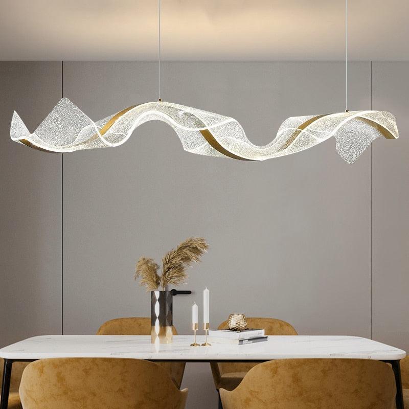 ChandeliersDecor.com-Kitchen Island-Wave LED Hanging Light for Dining and Kitchen Island