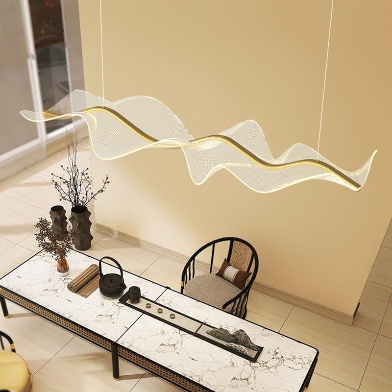 ChandeliersDecor.com-Kitchen Island-Wave LED Hanging Light for Dining and Kitchen Island