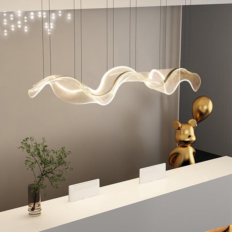 ChandeliersDecor.com-Kitchen Island-Wave LED Hanging Light for Dining and Kitchen Island