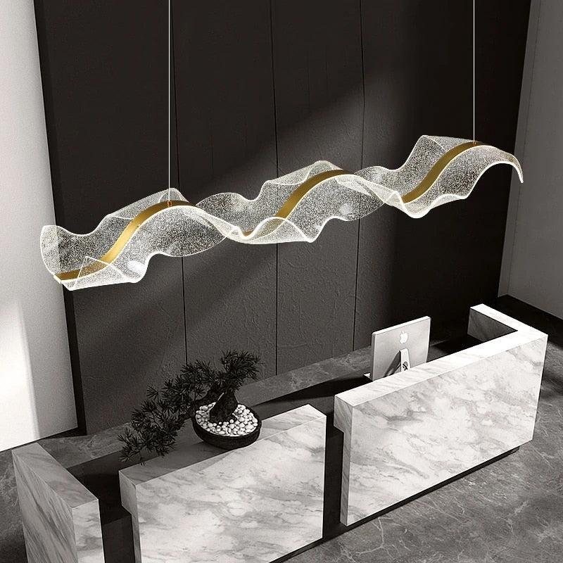 ChandeliersDecor.com-Kitchen Island-Wave LED Hanging Light for Dining and Kitchen Island