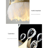 ChandeliersDecor.com-Kids Room Nursery Lighting-White Feather Crown Crystal Pendant Light - Illuminate Your Space with Ethereal Elegance