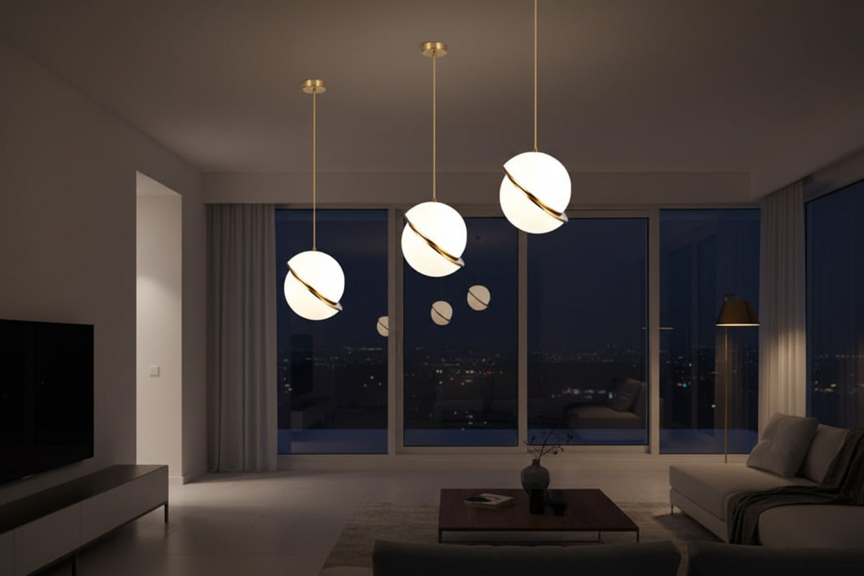 White Glass Ball Bubble LED Pendant Lights - Modern Style-ChandeliersDecor.com