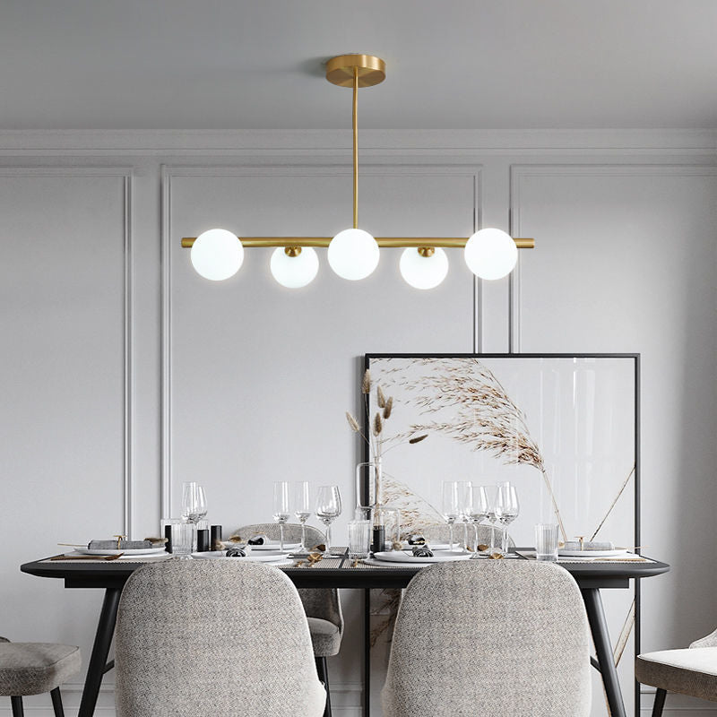 ChandeliersDecor.com-Kitchen Island-White Glass Ball Chandelier - Stunning Lighting Fixture