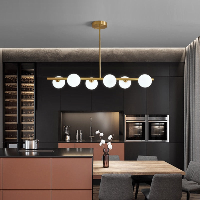 ChandeliersDecor.com-Kitchen Island-White Glass Ball Chandelier - Stunning Lighting Fixture