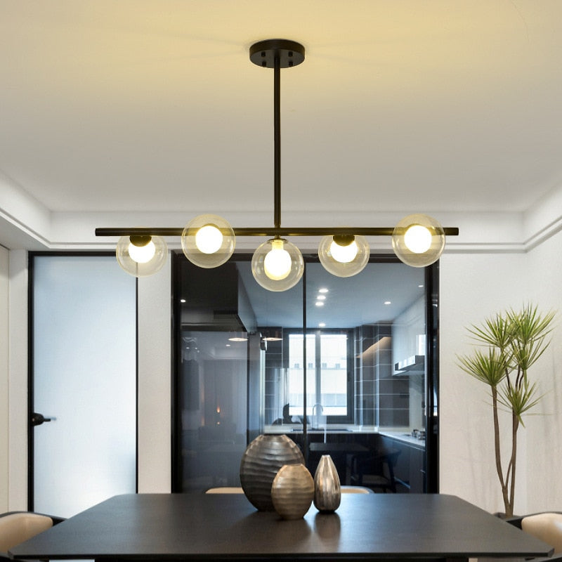 ChandeliersDecor.com-Kitchen Island-White Glass Ball Chandelier - Stunning Lighting Fixture