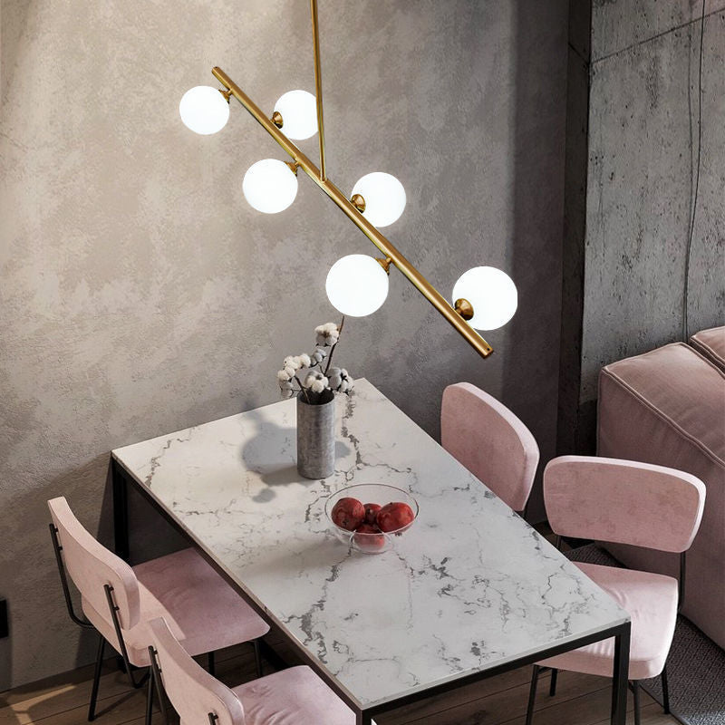 ChandeliersDecor.com-Kitchen Island-White Glass Ball Chandelier - Stunning Lighting Fixture