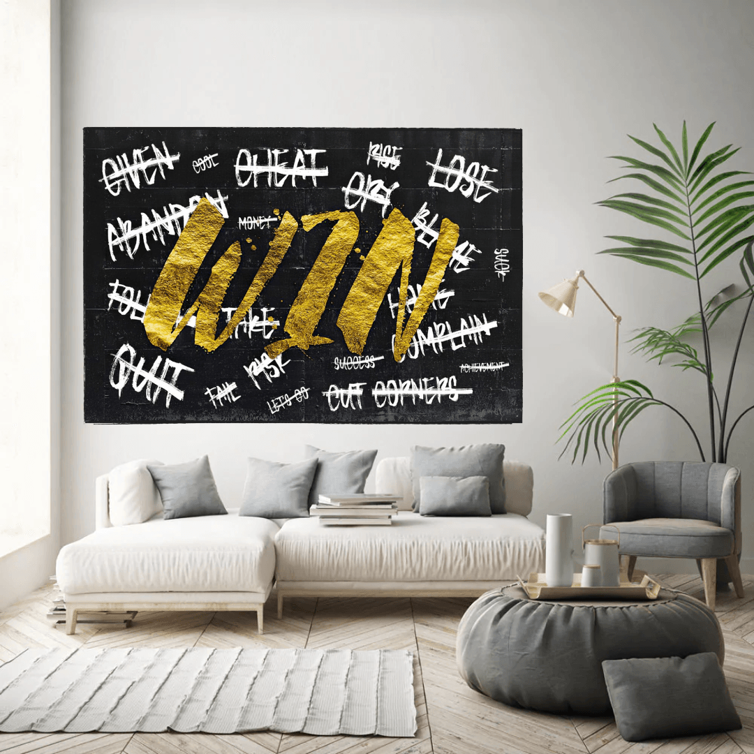 ChandeliersDecor.com-Wall Posters-WIN victory Motivational Art - Canvas Wall Art