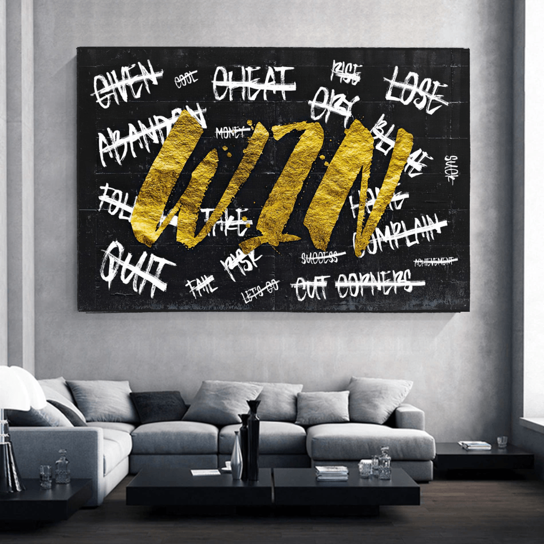 ChandeliersDecor.com-Wall Posters-WIN victory Motivational Art - Canvas Wall Art