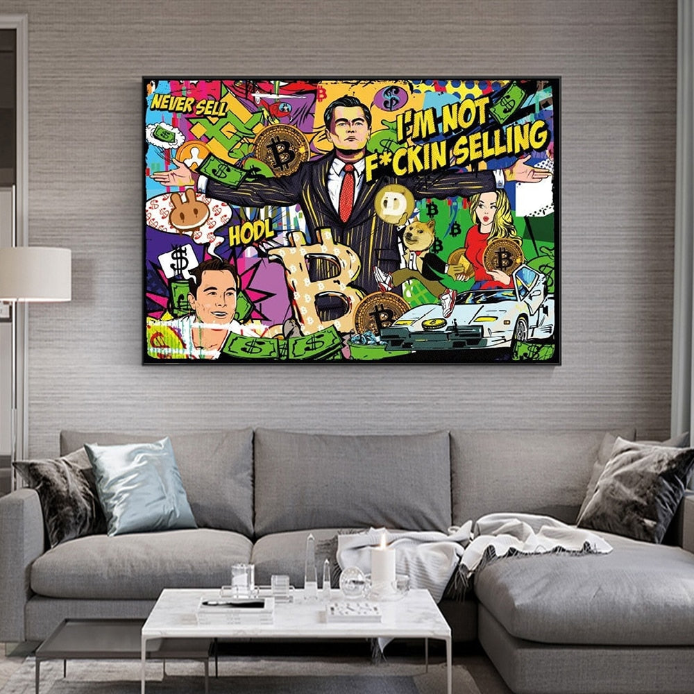 ChandeliersDecor.com-Wall Posters-Wolf of Wall Street Canvas Art - Bitcoin Millionaire