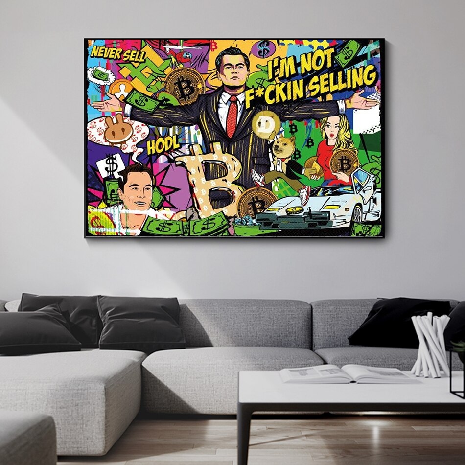 ChandeliersDecor.com-Wall Posters-Wolf of Wall Street Canvas Art - Bitcoin Millionaire