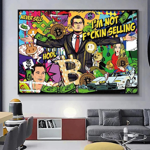 ChandeliersDecor.com-Wall Posters-Wolf of Wall Street Canvas Art - Bitcoin Millionaire