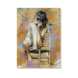 ChandeliersDecor.com-Wall Posters-Woman and Bird: Girl and Bird Poster Canvas Wall Art