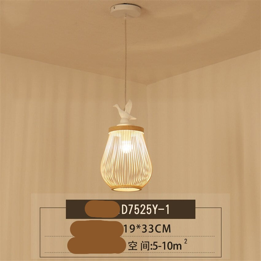 ChandeliersDecor.com-Pendant Lights-Wooden Bird Cage LED Pendant Light - Bird Pendant Light