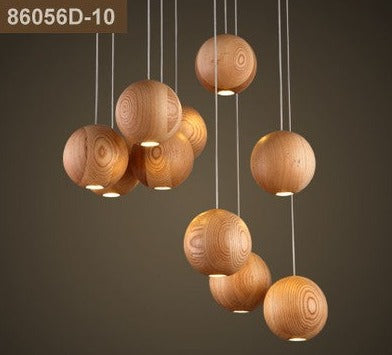 ChandeliersDecor.com-Staircase Chandelier-Wooden Globe Pendant Light: Stylish Illumination