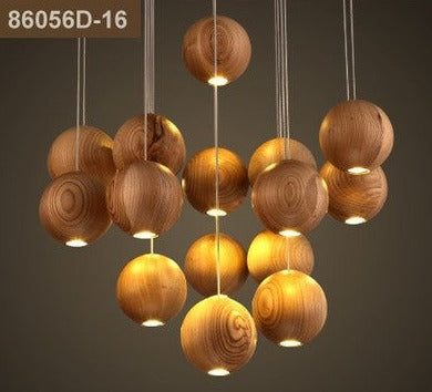 ChandeliersDecor.com-Staircase Chandelier-Wooden Globe Pendant Light: Stylish Illumination
