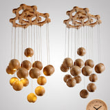 ChandeliersDecor.com-Staircase Chandelier-Wooden Globe Pendant Light: Stylish Illumination