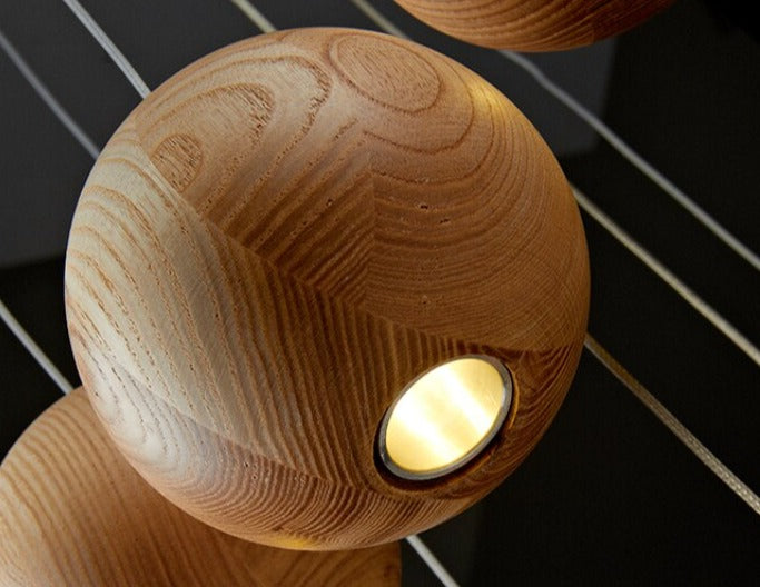 ChandeliersDecor.com-Staircase Chandelier-Wooden Globe Pendant Light: Stylish Illumination