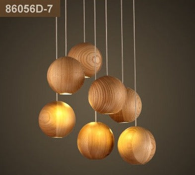 ChandeliersDecor.com-Staircase Chandelier-Wooden Globe Pendant Light: Stylish Illumination