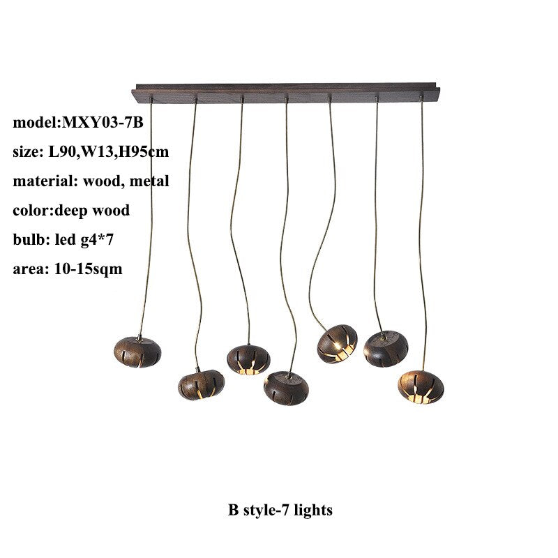 ChandeliersDecor.com-Pendant Lights-Wooden LED Chandelier: Illuminate with Natural Charm