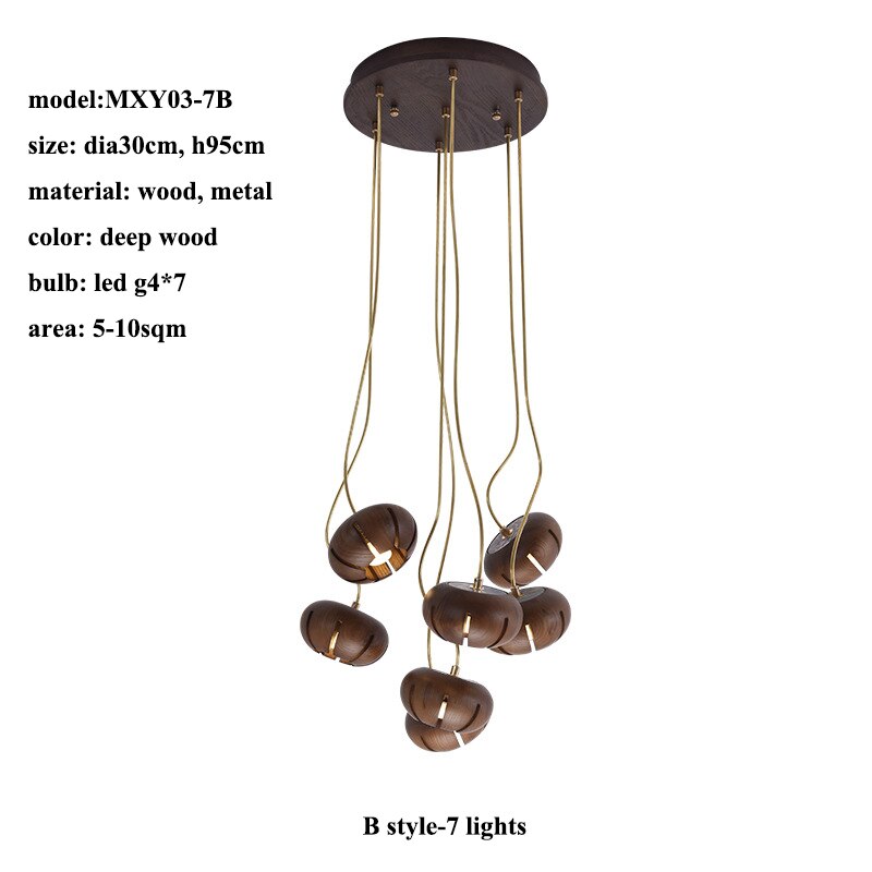 ChandeliersDecor.com-Pendant Lights-Wooden LED Chandelier: Illuminate with Natural Charm