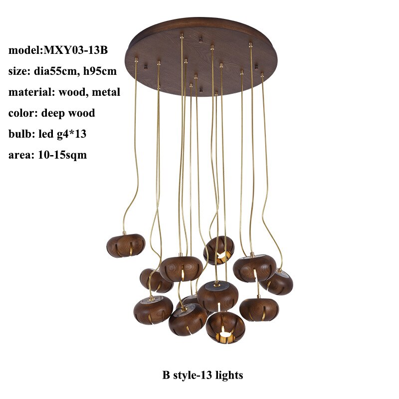 ChandeliersDecor.com-Pendant Lights-Wooden LED Chandelier: Illuminate with Natural Charm
